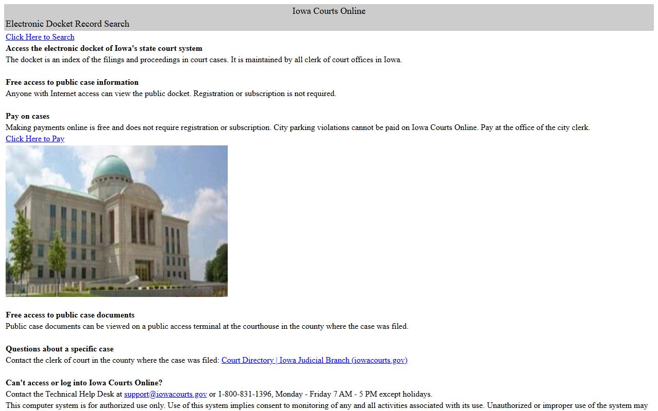 Washington County court records after jail arrest search through Iowa Courts Online