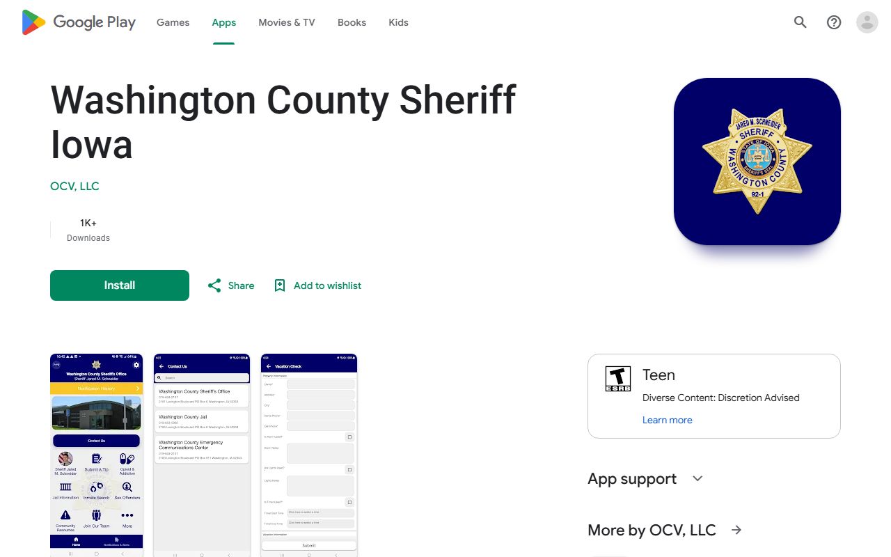 Washington County booking photos app channel for jail information