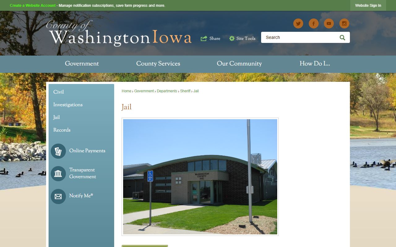 Washington County Jail inmate population history page